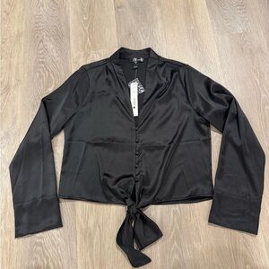 Aqua Tie-Front Blouse